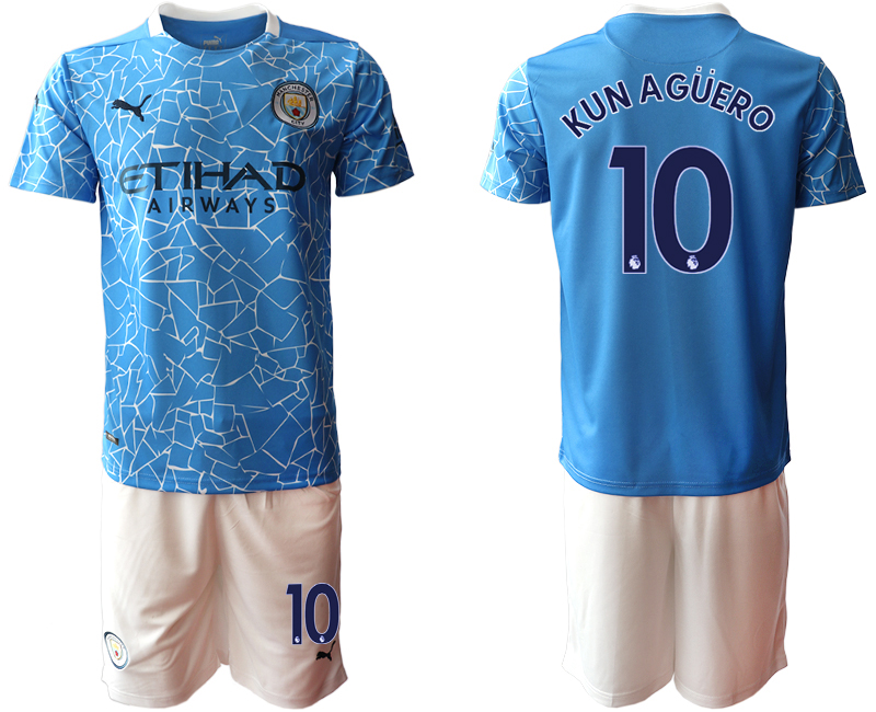 Men 2020-2021 club Manchester City home #10 blue Soccer Jerseys
